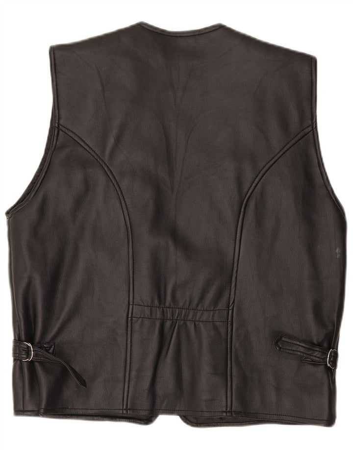 Vintage Dame Læder Gilet UK 16 Large Black