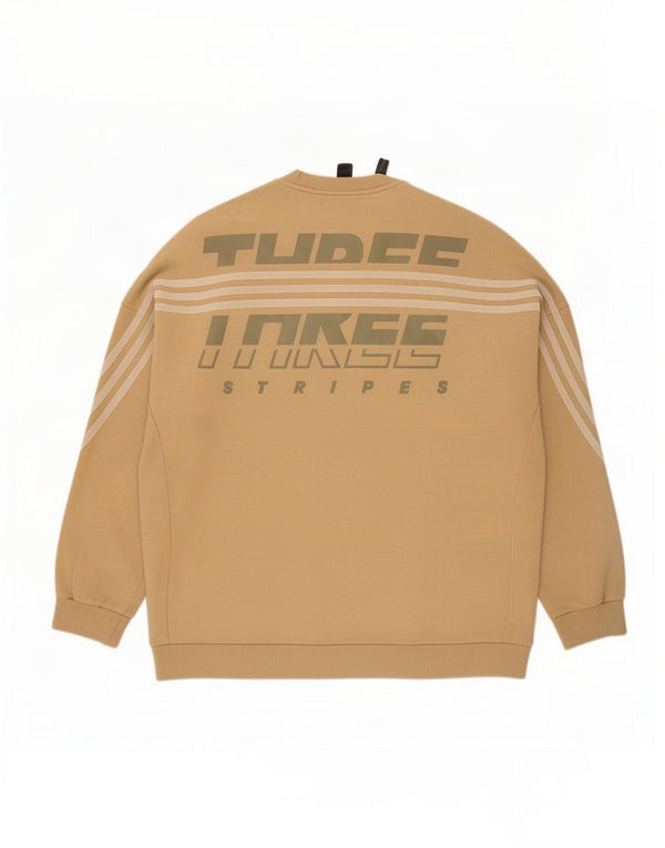 Adidas Herre Grafisk Loose Fit Sweatshirt Jumper Medium Beige Bomuld