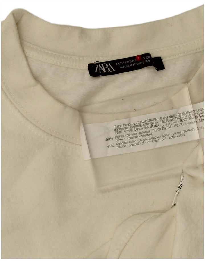 Zara Dame Sweatshirt Jumper UK 14 Medium White Polyester