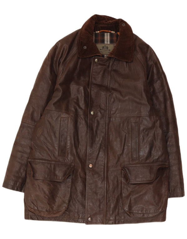 Vintage Mens Leather Jacket IT 50 Large Brown Leather