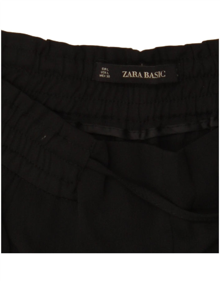 ZARA, højtaljede, koniske cropped bukser til kvinder UK 16 Large W34 L27 Sort