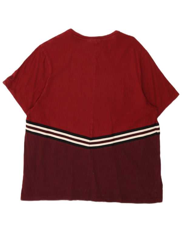ADIDAS grafisk T-shirt top til kvinder, UK Small 10 Burgundy Colourblock