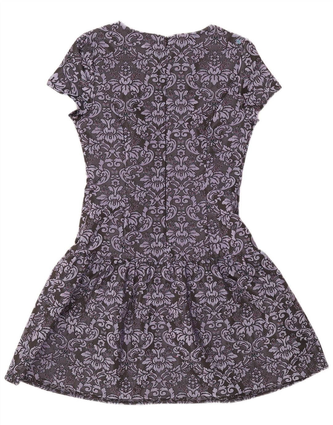 Monsoon Dame A-Line Kjole UK 10 Lille Grå Paisley Polyester
