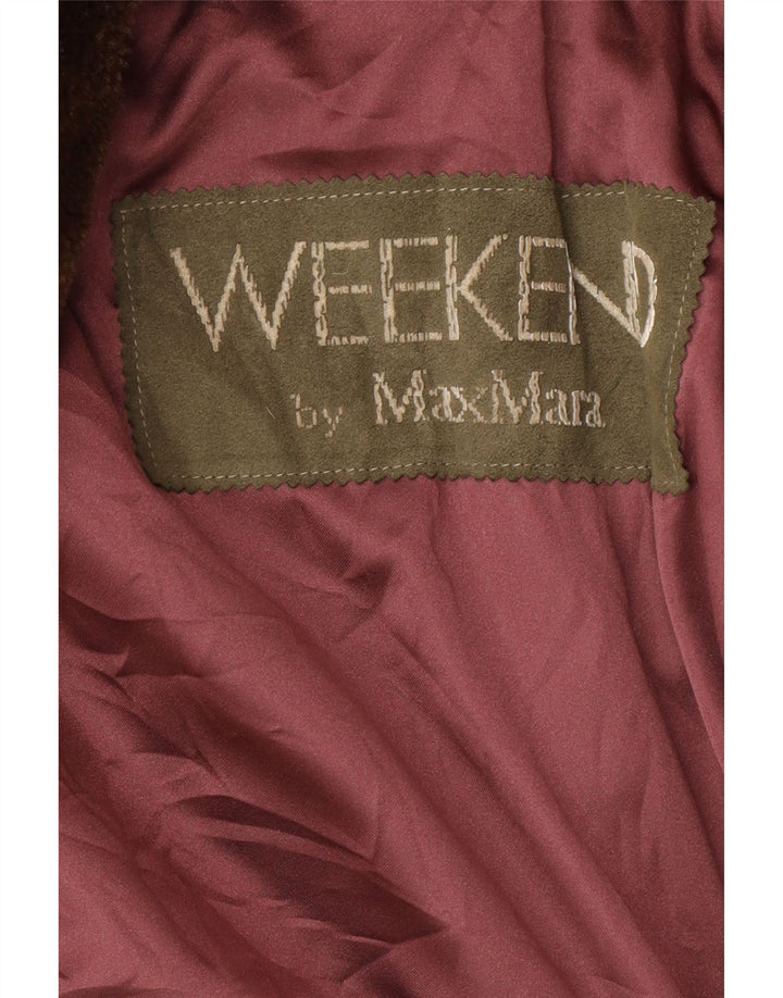 MAX MARA Dame Weekend Hætte Oversized Overfrakke UK 10 Small Burgundy