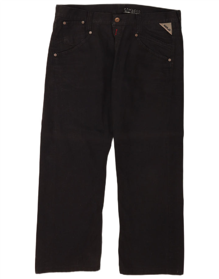 Replay Herre Straight Jeans W38 L32 Sort Bomuld