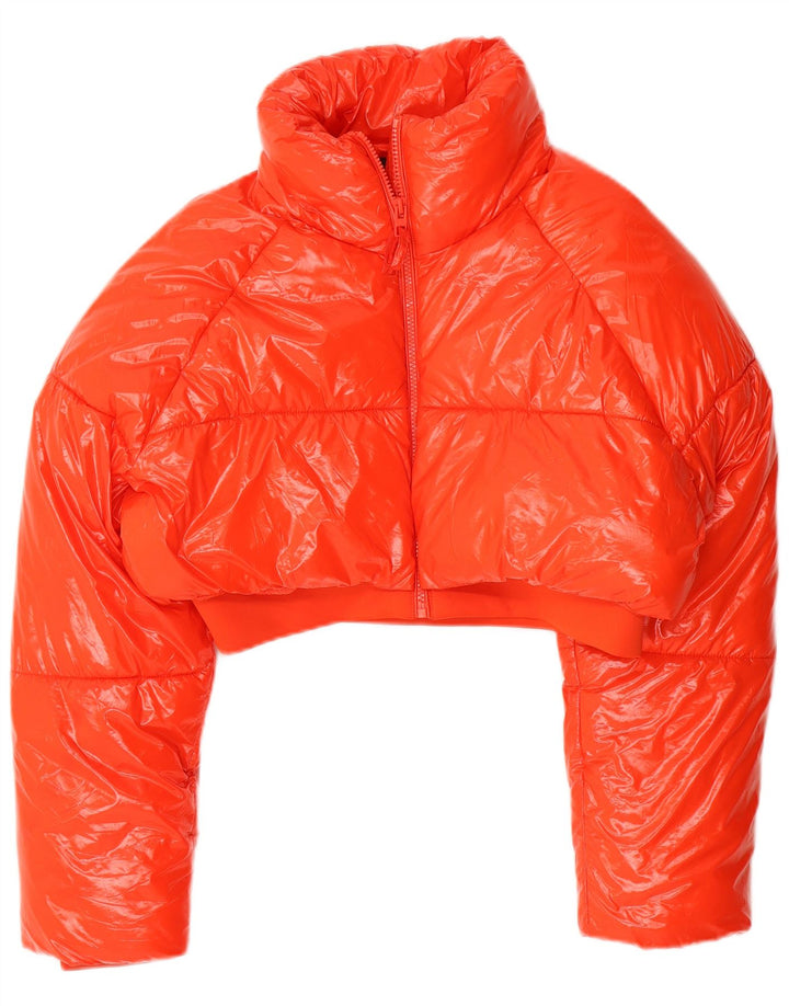 Zara Womens Crop Polstret jakke UK 14 Medium Orange Polyester