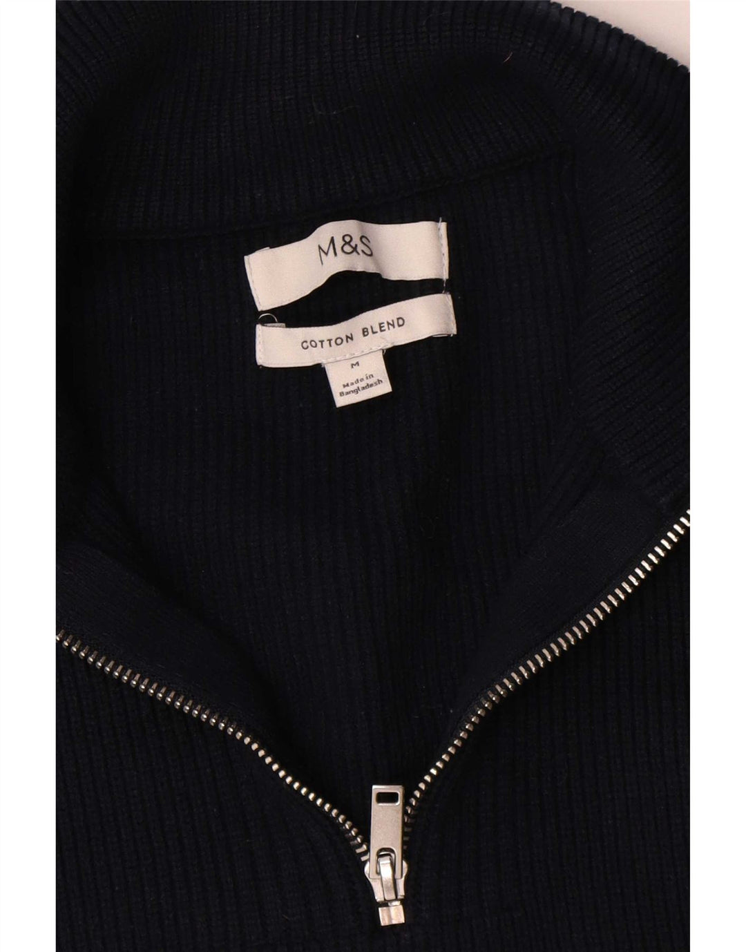Marks & Spencer Herre sweater med lynlåshals mellem marineblå bomuld
