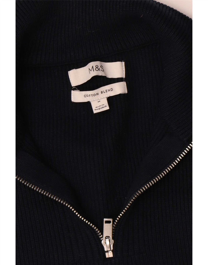 Marks & Spencer Herre sweater med lynlåshals mellem marineblå bomuld