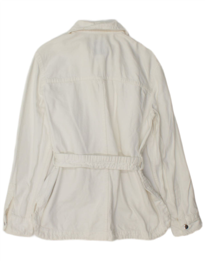 Zara Dame Oversized Denim Shirt UK 6 XS Hvid Bomuld