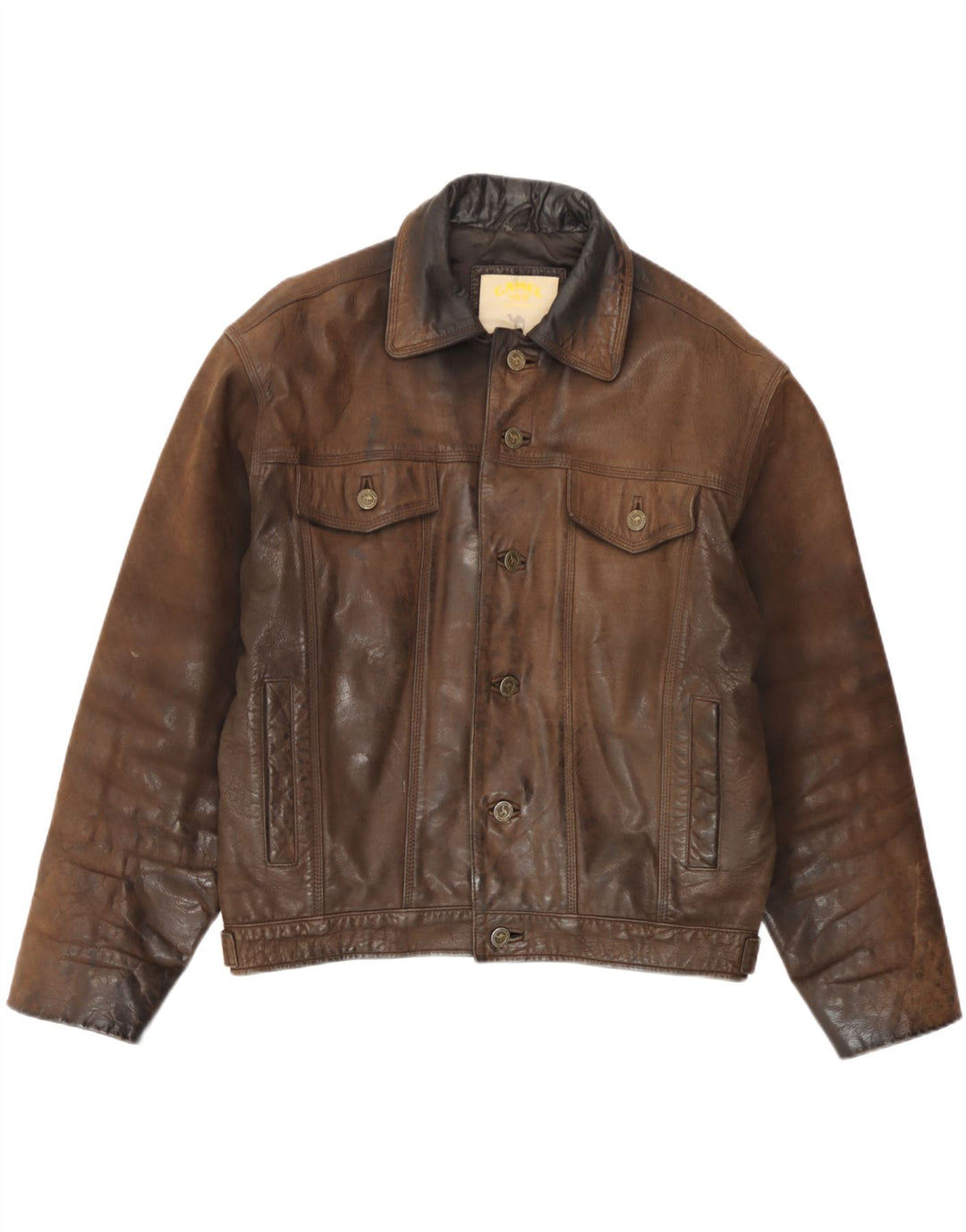 Camel Active Herre Læderjakke UK 38 Medium Brun Læder