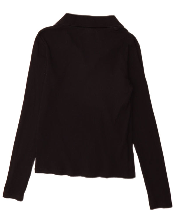 G-Star Womens Long Sleeve Polo Shirt UK 16 Large Black Cotton