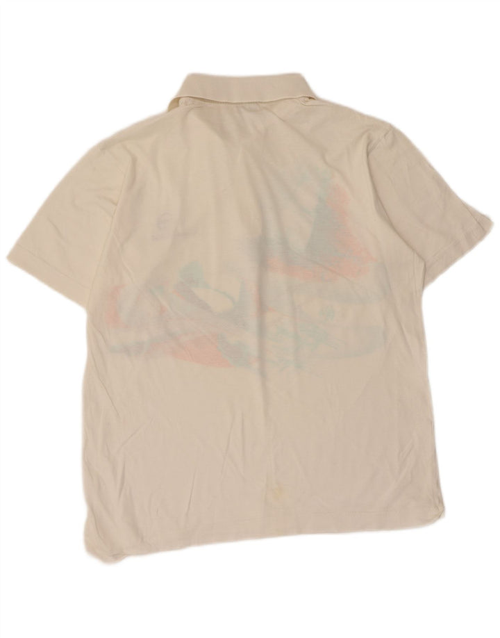 Sergio Tacchini Herre grafisk poloshirt Medium hvid bomuld