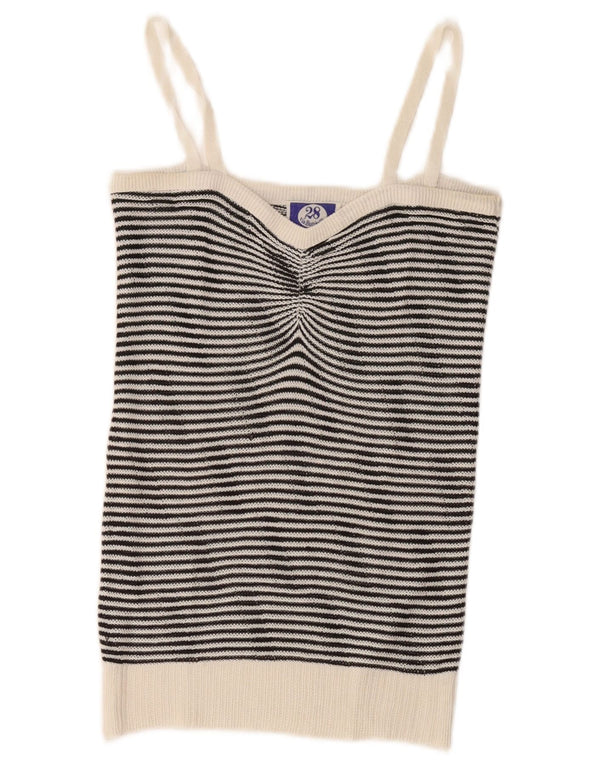 Vintage Dame Crop Knit Cami Top UK 8 Small White Striped