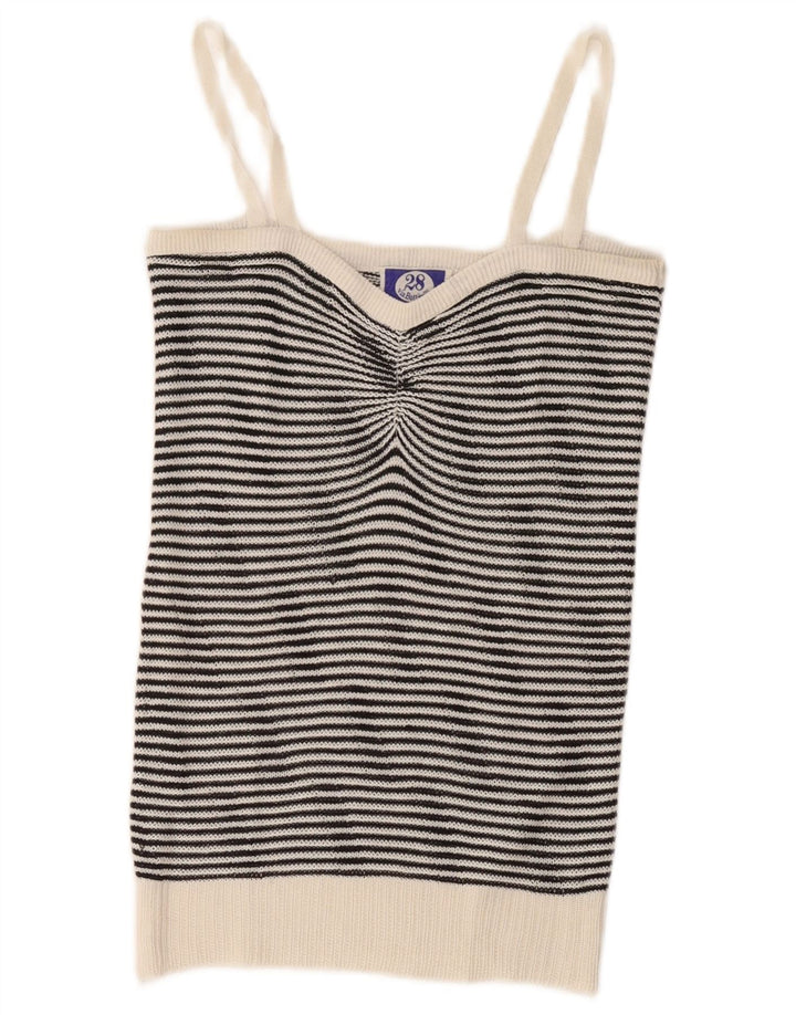 Vintage Dame Crop Knit Cami Top UK 8 Small White Striped