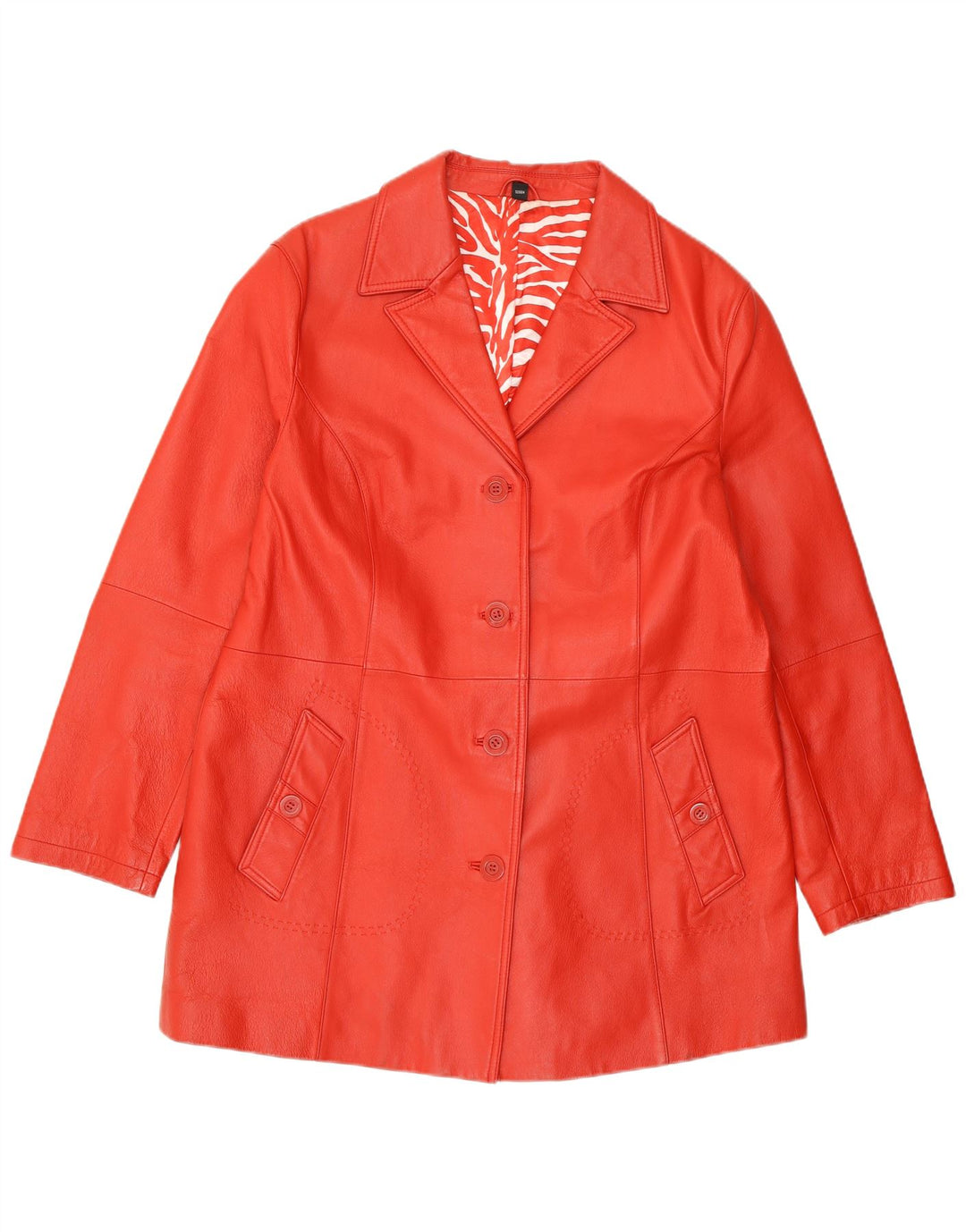 VINTAGE Womens Leather Jacket UK 20 2XL Red Leather Vintage Vintage and Second-Hand Vintage from Messina Hembry 