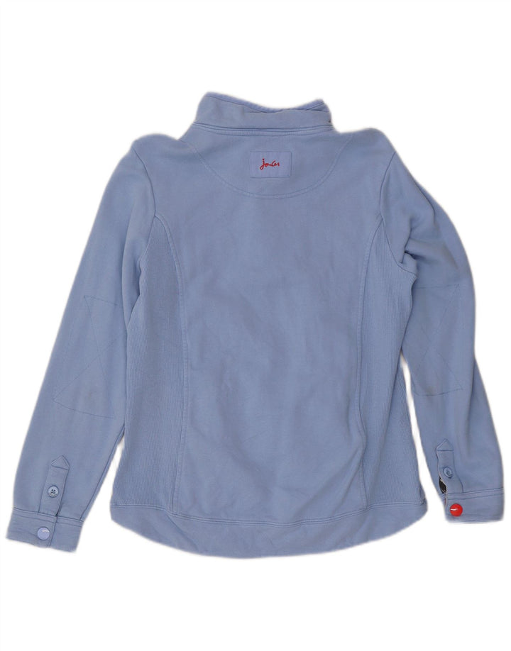 Joules Dame Button Neck Sweatshirt Jumper UK 12 Medium Blue Bomuld