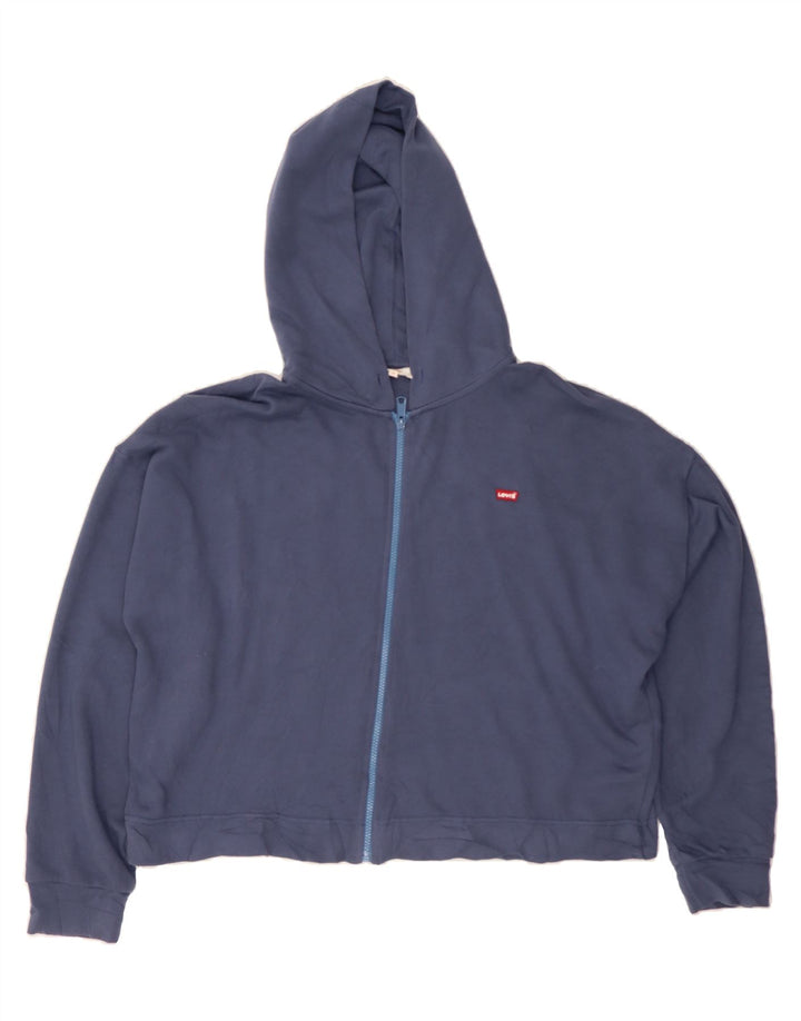 LEVI'S Womens Oversized Zip Hoodie Sweater UK 12 Medium Navy Blue Vintage Levi's and Second-Hand Levi's from Messina Hembry 