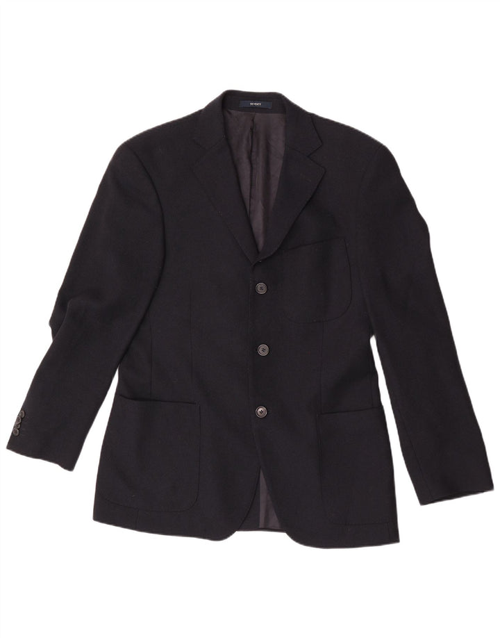 Halvfjerds Herre 3-knaps blazerjakke IT 46 Small Navy Blue Virgin Wool