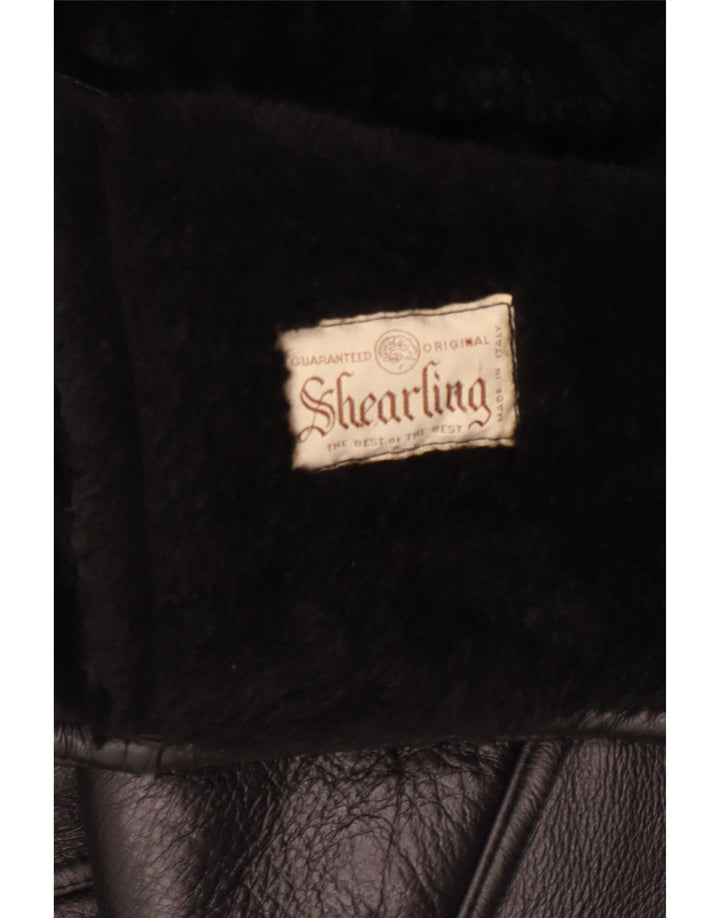 Vintage Dame Shearling Jacket UK 16 Large Black