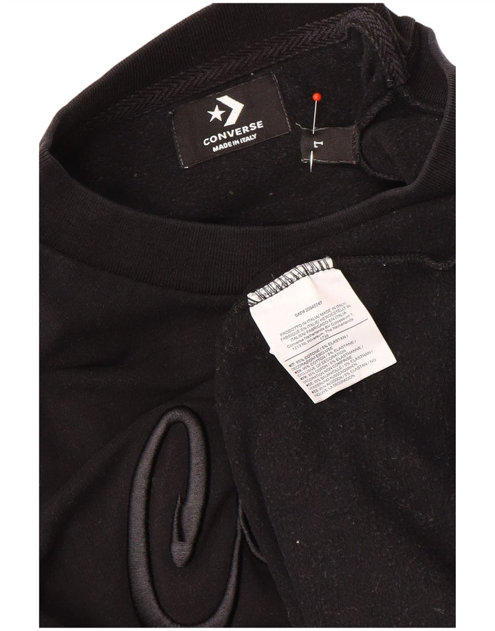 Converse Graphic Sweatshirt Jumper UK 16 Stor sort bomuld