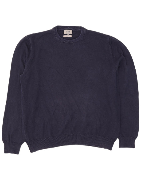 Marks & Spencer Herre sweater med rund hals XL marineblå bomuld