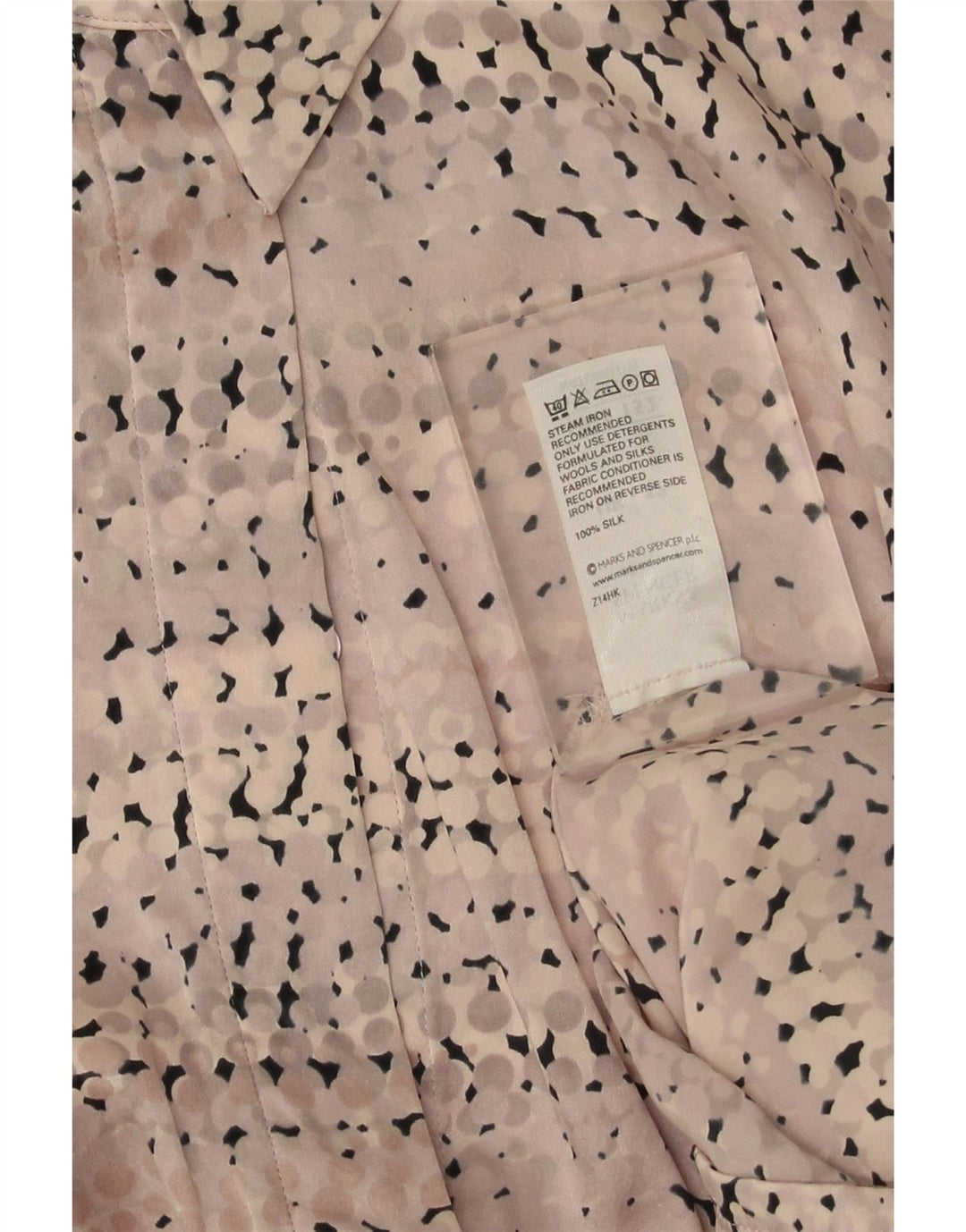 Marks & Spencer Dameskjortebluse UK 12 Medium Pink Plettet Silke