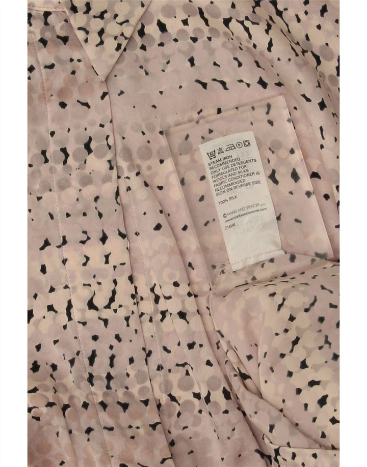 Marks & Spencer Dameskjortebluse UK 12 Medium Pink Plettet Silke