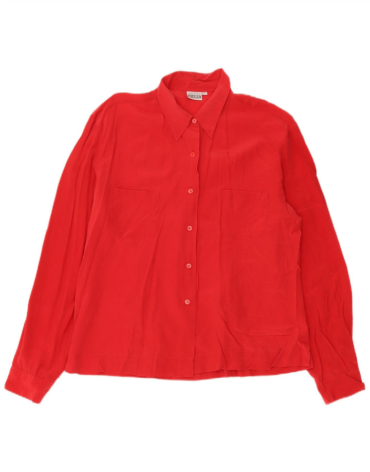 Andrea Mare Dame Skjorte Bluse UK 16 Large Red Silk