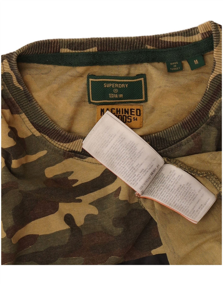 Superdry Grafisk T-shirt til mænd, mellemgrøn Camouflage Bomuld