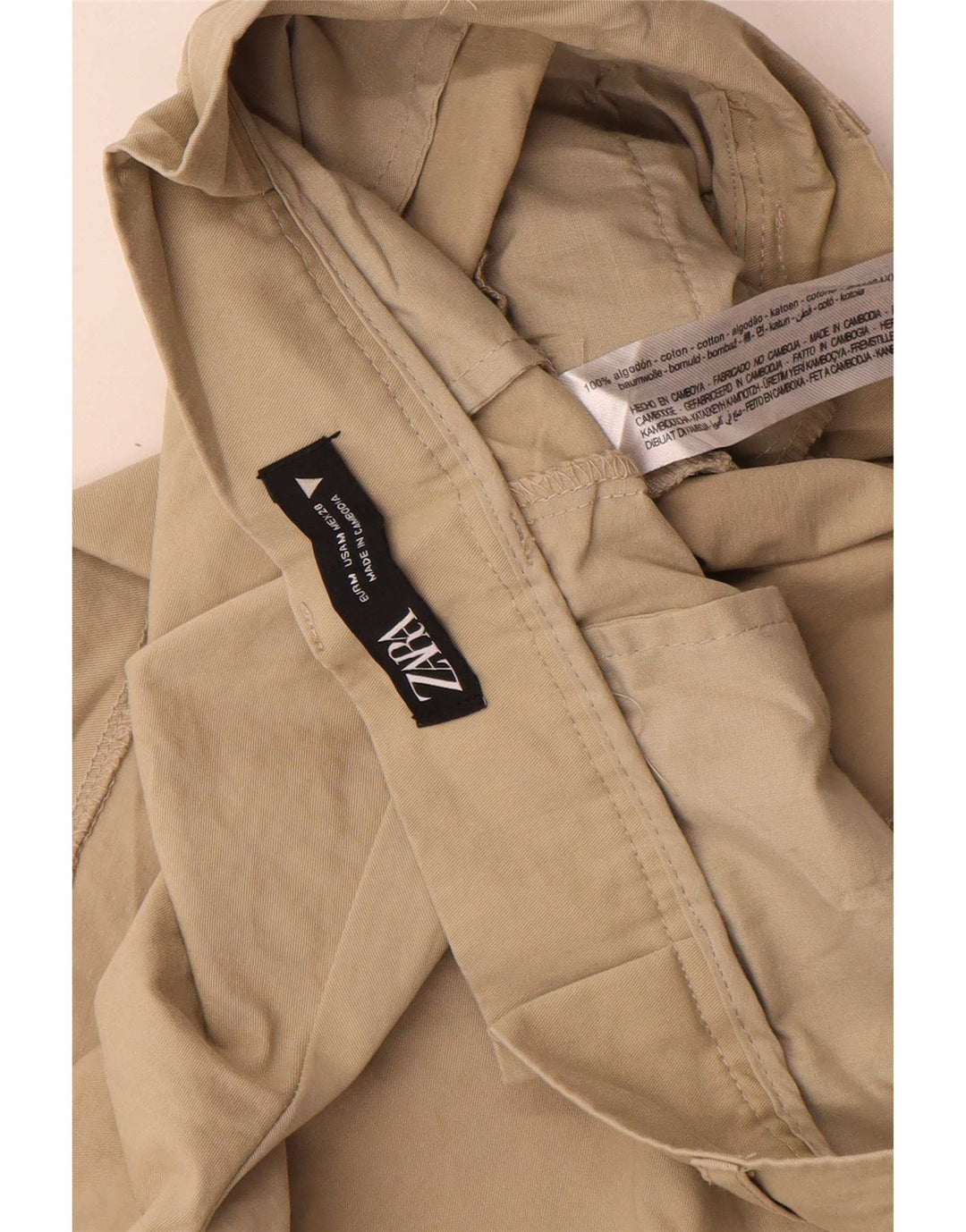 Zara Dame Pegged Casual Shorts Medium W28 Beige Bomuld