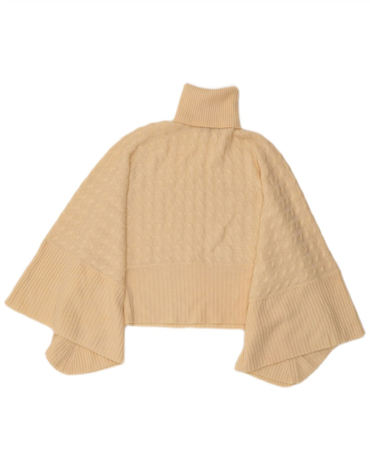 MAX MARA Dame Roll Neck Poncho Jumper UK 10 Small Beige Virgin Wool