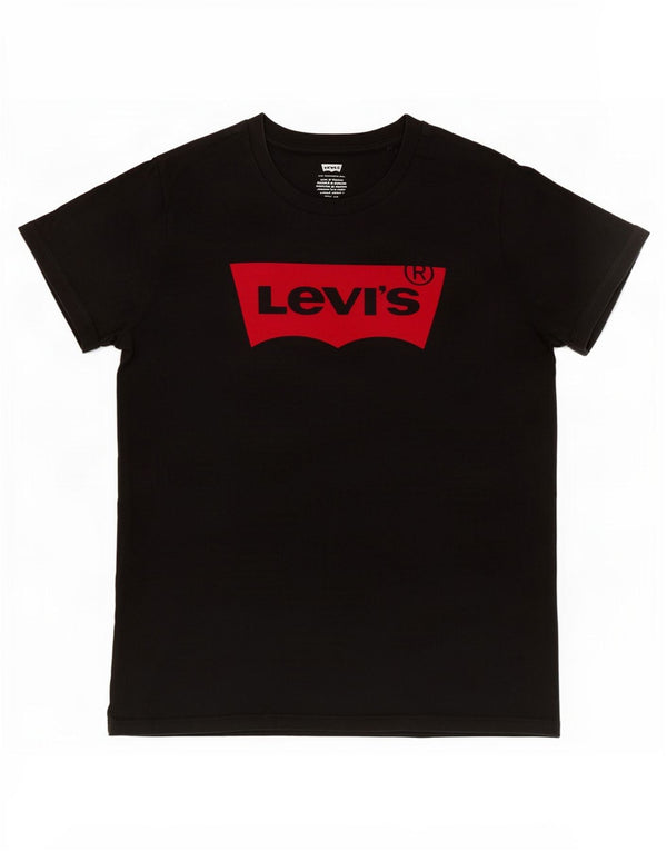 Levi's Dame Grafisk T-Shirt Top UK 10 Lille Sort Bomuld