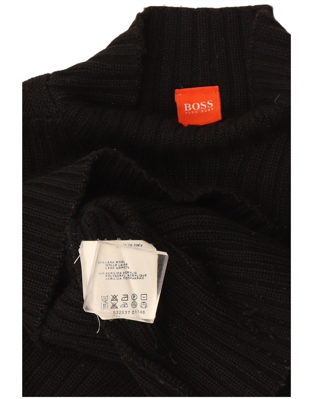 Hugo Boss Herre Turtle Neck Jumper Sweater Stor Sort Uld