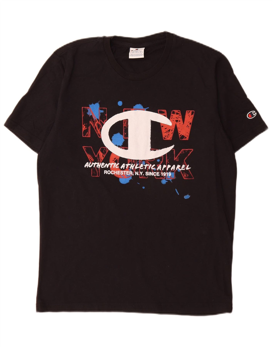 Champion Herre grafisk T-shirt top lille sort bomuld