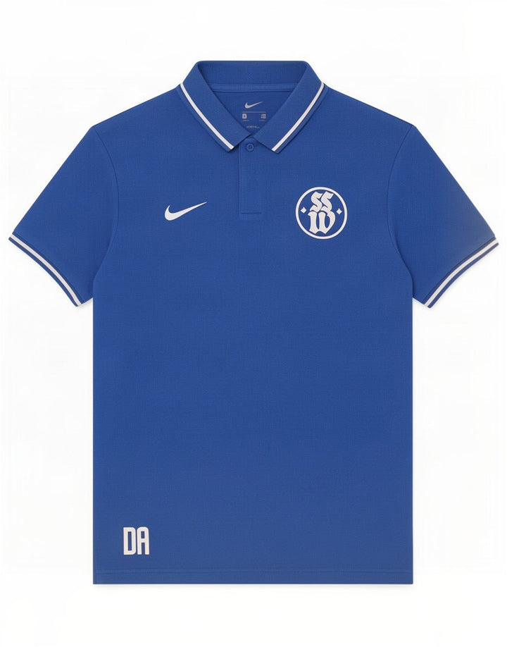 Nike grafisk poloshirt til mænd mellemblå bomuld