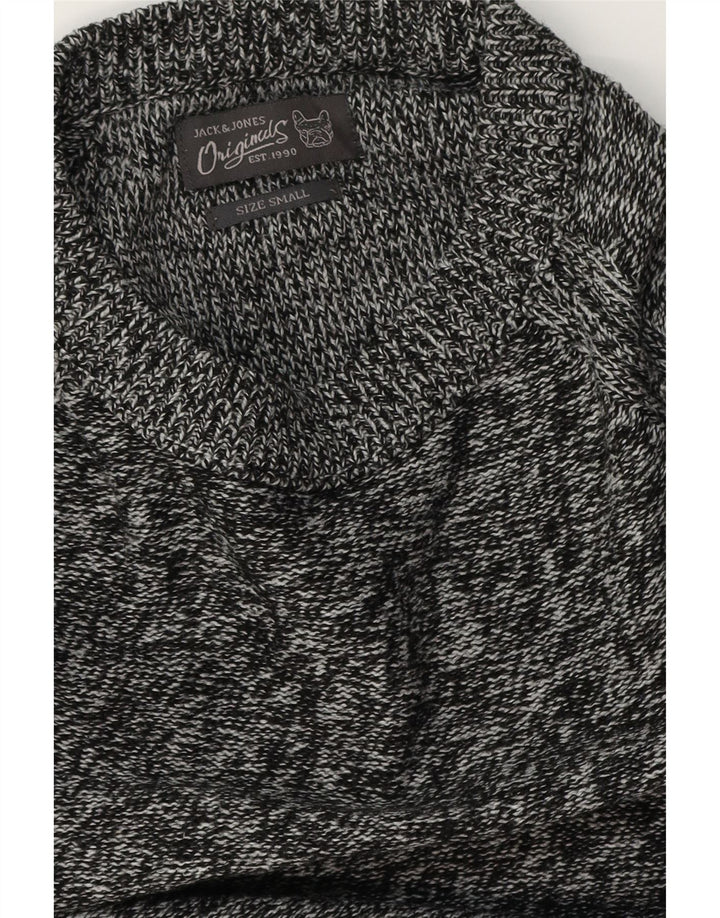 JACK & JONES Herre Boat Neck Jumper Sweater Small Grey Flecked
