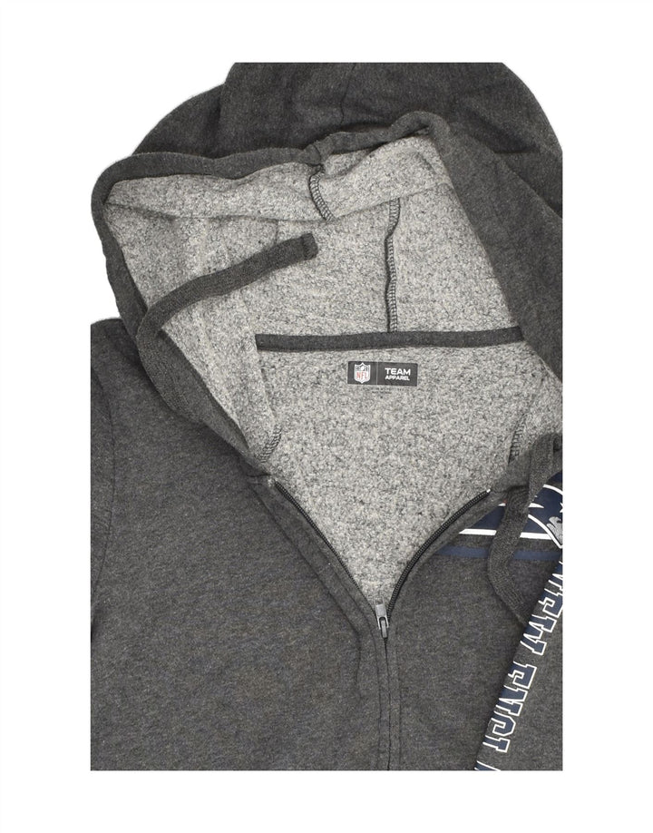 NFL Womens Zip Hoodie Sweater UK 12 Medium Grey Cotton | Vintage NFL | Thrift | Second-Hand NFL | Used Clothing | Messina Hembry 