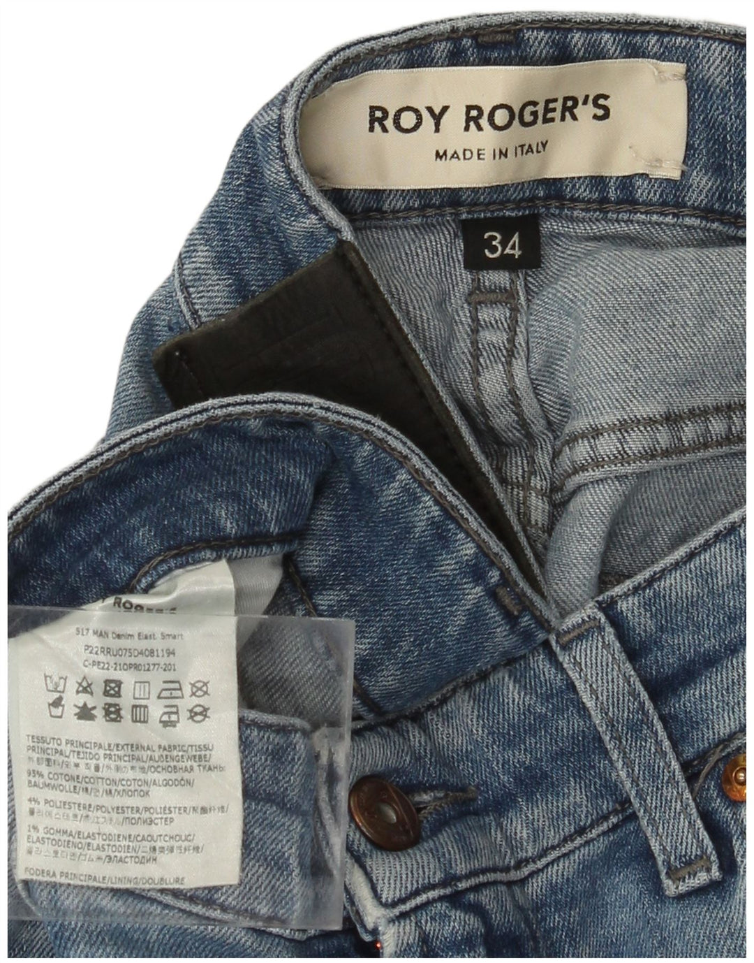 ROY ROGERS Slim Jeans til mænd W34 L34 Blå Bomuld