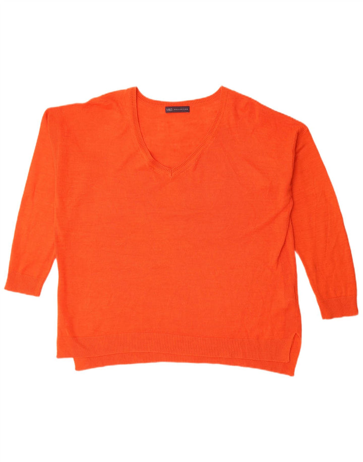 Marks & Spencer Dame Oversized V-hals sweater UK 14 Large Orange