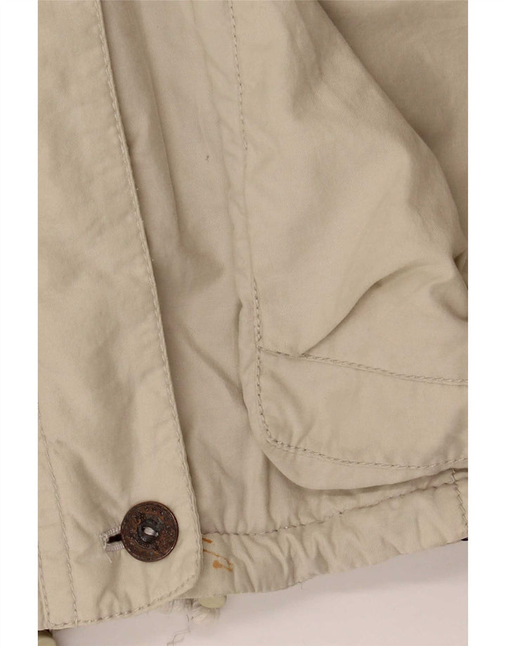 Vintage Dame Hætte Oversized Windbreaker Coat EU 44 XL Beige Polyamid
