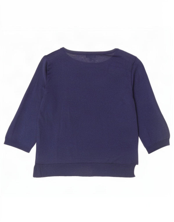 Massimo Dutti Dame 3/4-ærmet Boat Neck sweater UK 16 Large Navy B