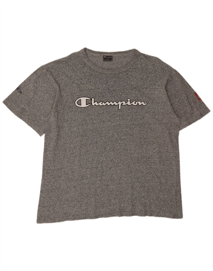 Champion Herre Grafisk T-Shirt Top XL Grå Flecked