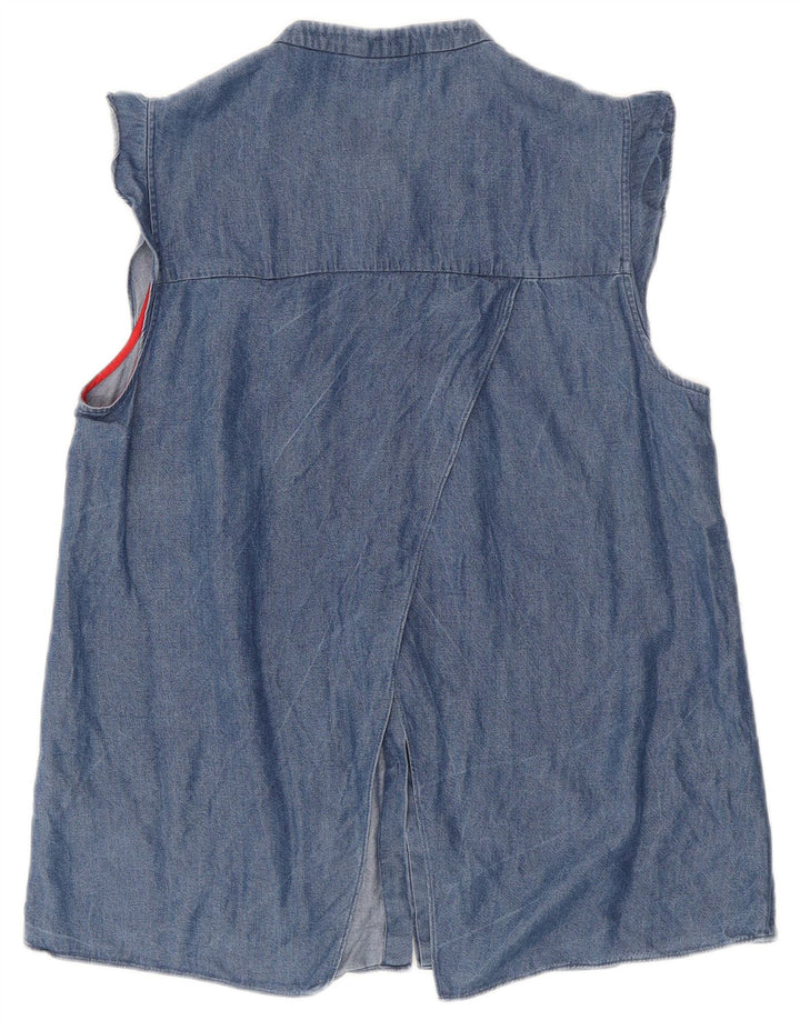 Ted Baker Dame Loose Fit Ærmeløs denimskjorte str. 2 Small Blue Lyocell