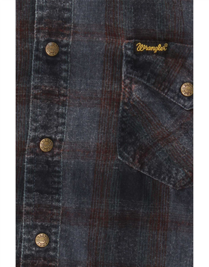 Wrangler drenge vestlig flannel skjorte 12-13 år medium blå ternet bomuld