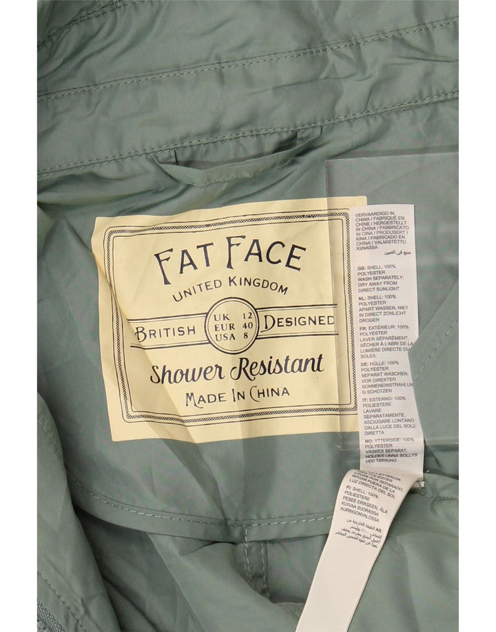 FAT FACE Womens Hooded Rain Jacket UK 12 Medium  Green Polyester Vintage Fat Face and Second-Hand Fat Face from Messina Hembry 