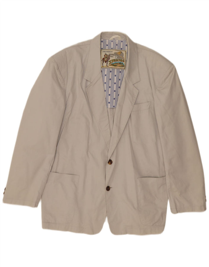 UDSTYR Herre 2 Knaps Blazer Jacket UK 40 Stor Grå Bomuld
