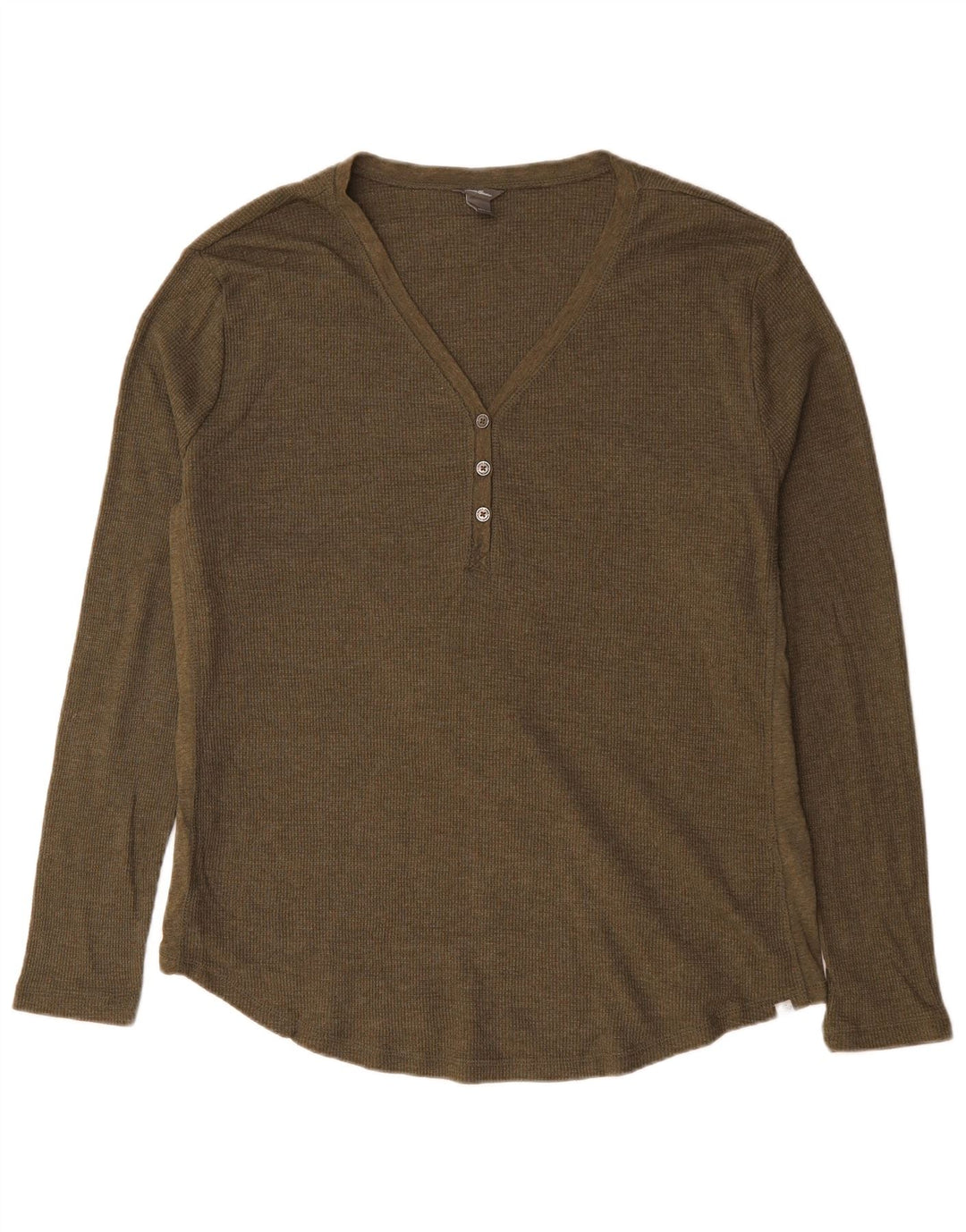 Eddie Bauer Dame Top Langærmet UK 20 2XL Khaki Bomuld