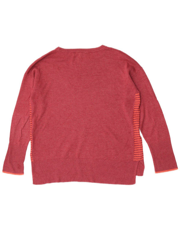 White Stuff Womens Boat Neck Jumper Sweater UK 14 Large Pink Striped Cotton