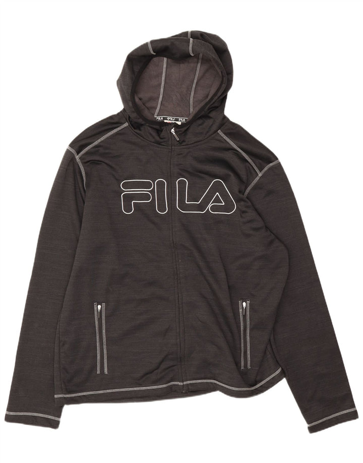 Fila Herre grafisk hættetrøje med lynlås 2XL sort polyester