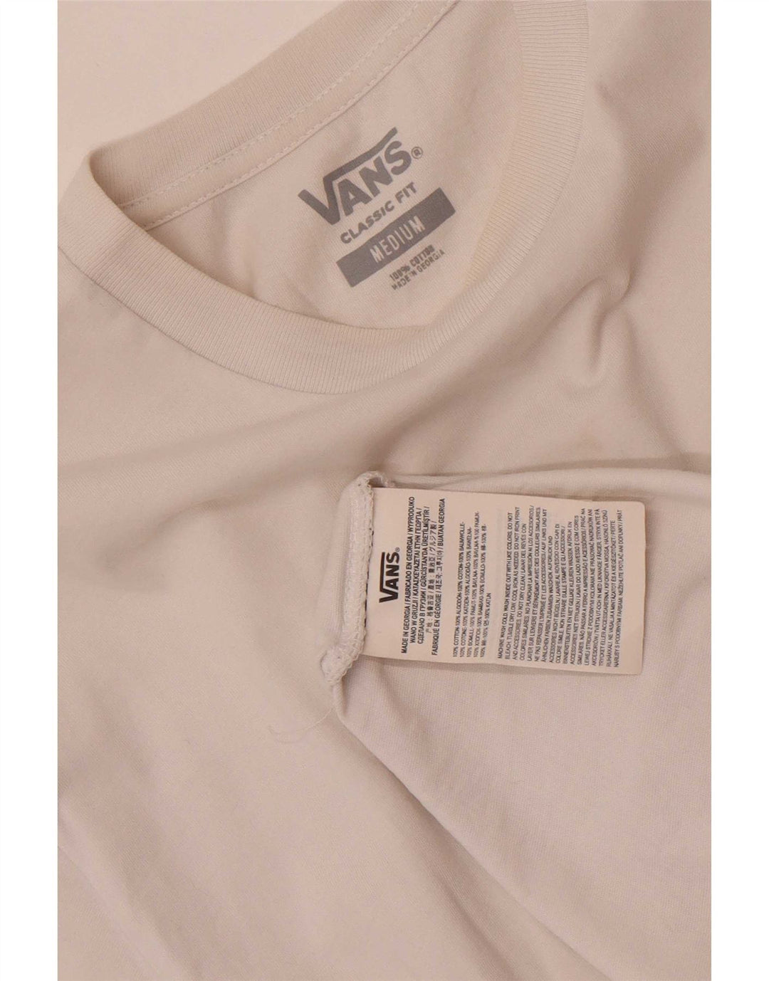 Vans Herre Classic Fit T-Shirt Top Medium Hvid Bomuld